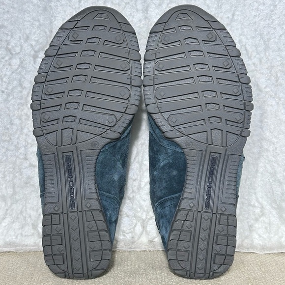 Skechers Womens Blue Suede Bikers-Zippiest MocToe Zip Ankle Booties Boots SZ 9.5 - Picture 8 of 11